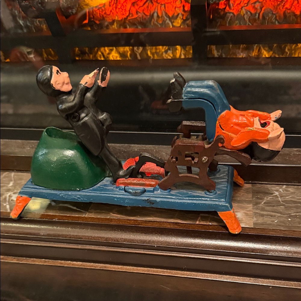 Vintage Style Cast Iron Mechanical Bank dentists extracting tooth